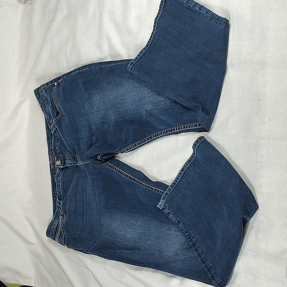 Silver Jean Co Blue Denim Jeans Dawson Style Thick Stitching Bootcut Size 24/L32